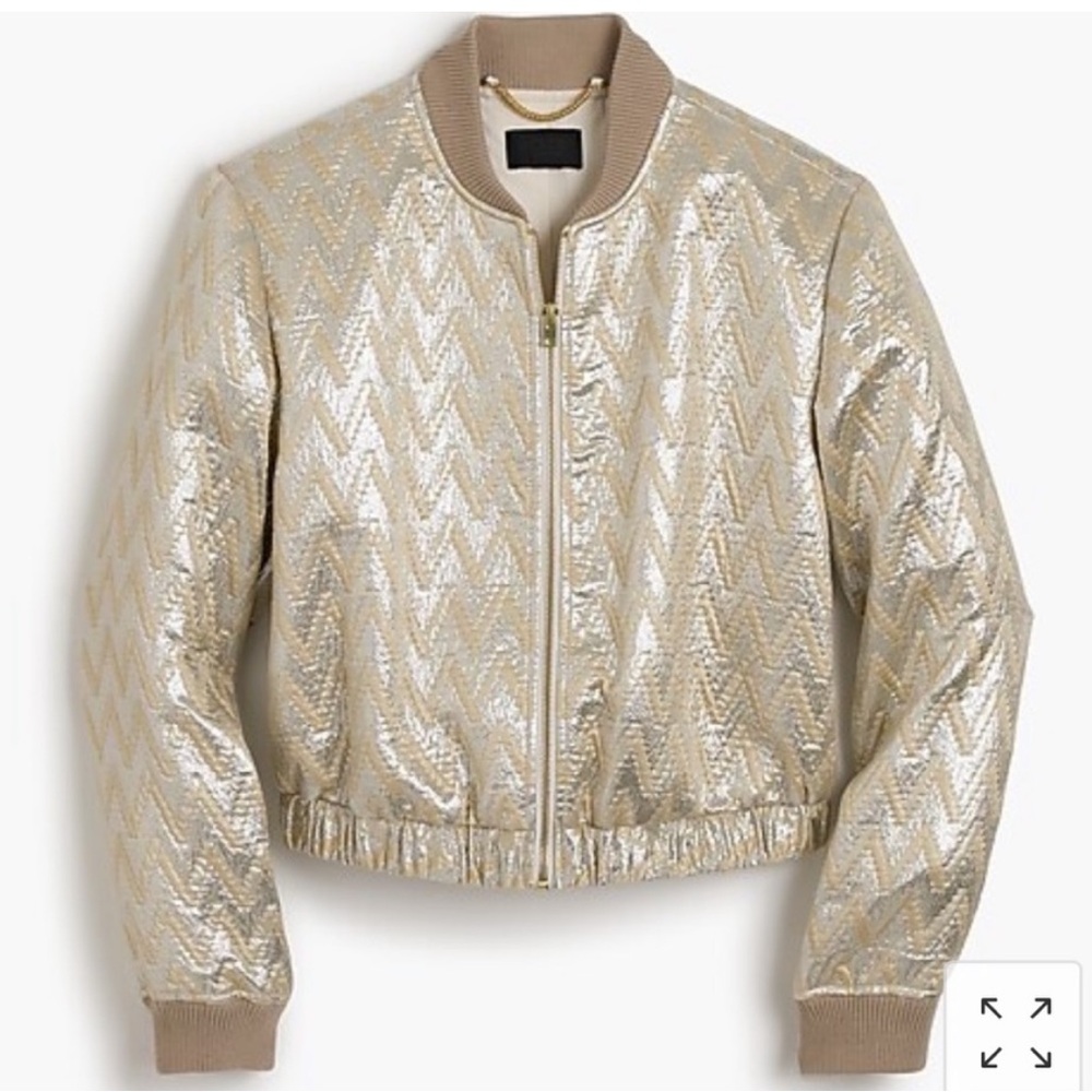 J. Crew Collection Metallic Ratti Chevron Bomber Jacket Rare